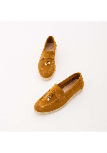 Tamer Tanca Kadın Hakiki Deri Hardal Loafer Ayakkabı 902 2015 Bn Ayk Y22 Hardal