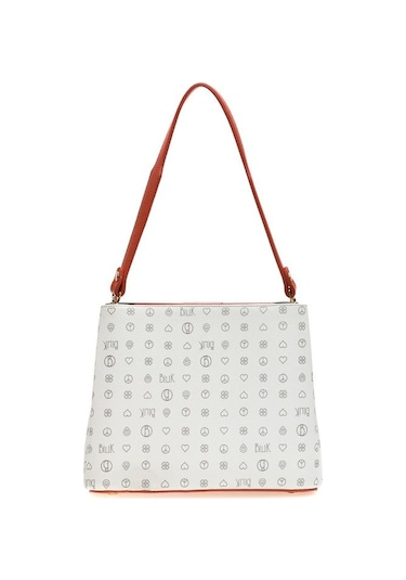 Bilik Deri Monogram Beyaz/turuncu Kadın El Çantası Riv 232-mn 001