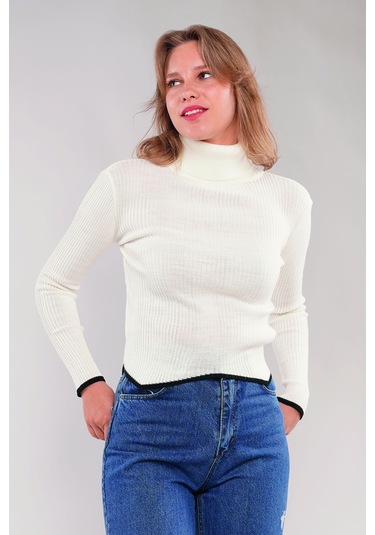 Gabria Balıkçı Yaka Kazak Ekru