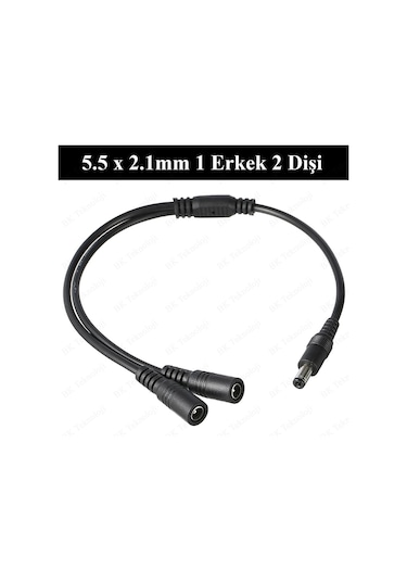 DC Güç 5.5x2.1mm 1 Erkek - 2 Dişi Çoklayıcı Kablo CCTV