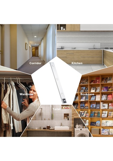 Fosenze 40cm Ultra İnce Kedi Gözü Lambası - Akıllı Vücut Algılama, 3 Renk Tonu, 3 Parlaklık Seviyesi, Sürekli Açık/algılama Modları, 900mah Pil, Mıknatıslı Kurulum, Gümüş Gümüş