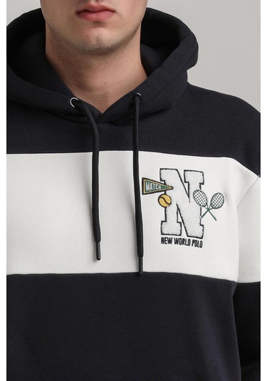 Kapüşonlu Lacivert Slim Fit Full-zip Sweatshirt 24fwm64077 Lacivert