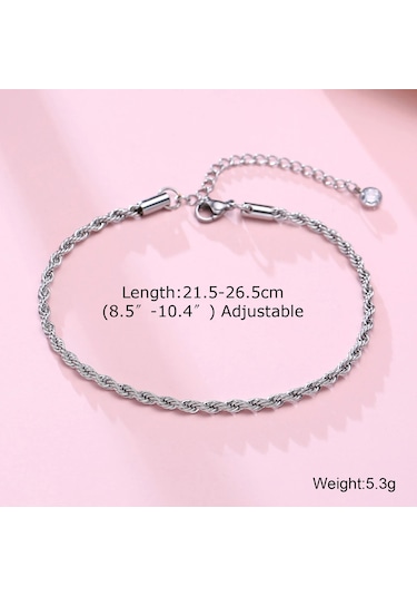 Mprainbow Paslanmaz Çelik Erkek Halhal - Çift Zincirli Erkek Bilekliği, Hediye Seçeneğirodyum Kaplama Rodyum Kaplama