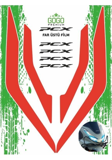 Gogo Far Üstü Film Kırmızı 002 - Honda Pcx 2021-2024