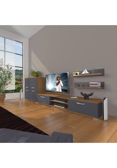 Decoraktiv Eko On Mdf Dvd Tv Ünitesi Tv Sehpası Ceviz - Antrasit