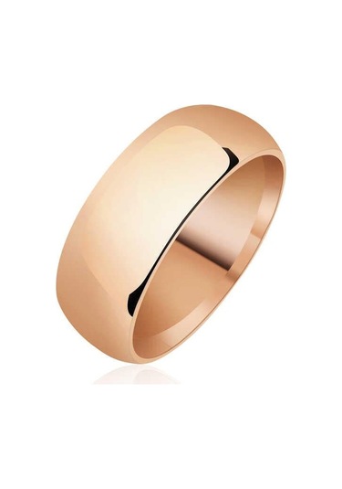 8 Mm Düz Bombeli Rose Gümüş Alyans-202282 Çok Renkli