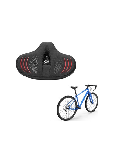 Suntek Bisiklet Koltuğu Yumuşak Geniş Pu Deri Siyah-kırmızı Siyah - Kırmızı