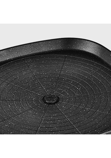 Ulzyvf Yapışmaz Tava, Taş Siyah Sıcak Plaka, Kore Kare Barbekü Izgara Yüzeyi. Siyah