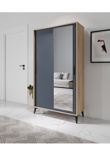 Afilli Freya Portmanto Sürgülü Aynalı Tamamı Mdf Flora Antrasit