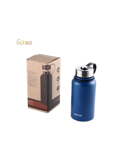 Outad Kaymaz 610ml Çift Duvar Paslanmaz Çelik Büyük Ağızlı Vakum Şişesi - Mavi