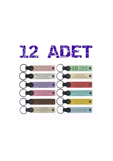 Okula Veda Partisi, Öğretmen Ve Sınıfa Özel, 12'li Set, Anlamlı Hediyelik, Kişisel Anahtarlık