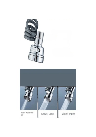 3 Fonksiyonlu Hortumlu Musluk Ucu Gri