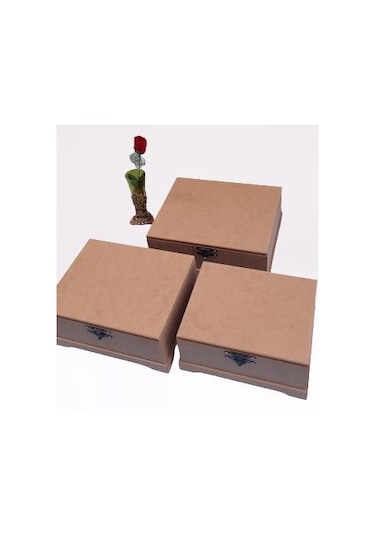 Hobi Dekoratif Model 3lü Makyaj Kutu Set Ahşap HAM MDF El Yapımı