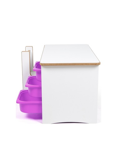 Industrial Living 3 Çekmeceli Çocuk Etkinlik Masası - Beyaz Mdf - Lila