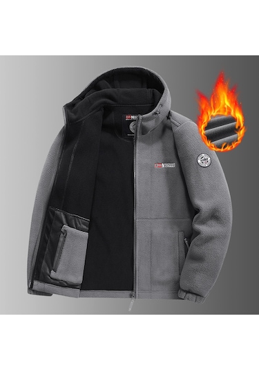 Snapbuy Kapüşonlu, Polar Erkek Ceket Gri
