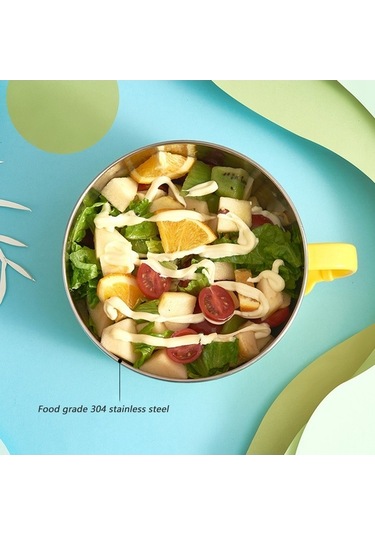 Sevimli Ördek Ramen Kasesi - Paslanmaz Çelik, Kapaklı, Meyve Ve Erişte İçin Sarı