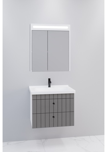 Petit 65 Cm Banyo Dolabı Npl Aynalı Antrasit - Boy Dolap Hariç Antrasit