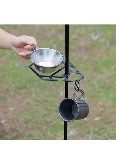 Bloomnest Lu Siyah Taşınabilir Rafı Piknik, Kamp Masa Kase, Hafif Gereçler, Fonksiyonel Destek, Çoklu Bardak Alan, Siyah Sierra Sierra Plakası Siyah