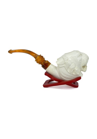 Lületaşı Pipo Doğal Lületaşı El Yapımı Özel Kutulu - Aslan Gravür İşleme