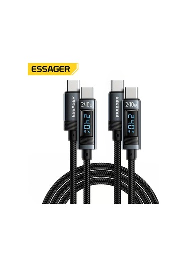 Willowhaven Essager 240w Dokuma Usb C Kablo 2 Adet Macbook Uyumlu Pro 2020 İpad Uyumlu Pro Şarj Kablosu 200cm Gri