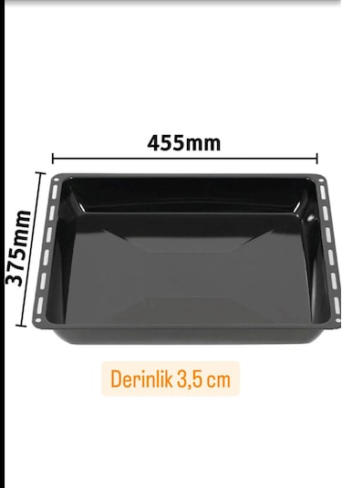 Ankastre Parlak Derin Fırın Tepsisi 2 Li Set 45,5 37,5 3,5 Cm Granit Siyah