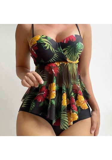 Kadın Tasarımcı Bikini Kadınlar İçin İki Adet Set Yüksek Bel Mayo Zayıflama Mayo Kadın Push Up Vintage Beachwear Siyah