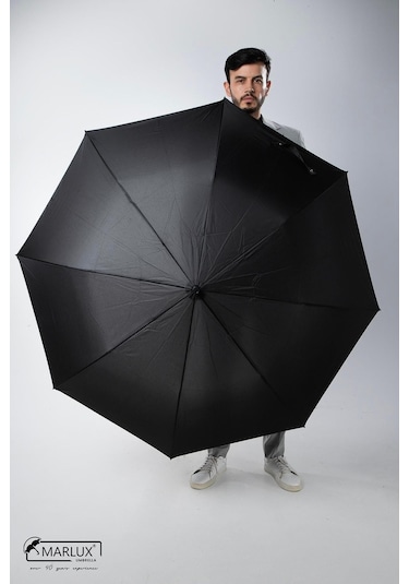 8 Telli Büyük Boy Manuel Protokol Kamp Ve Plaj Şemsiyesi Siyah Demir Ayaklı Askılı Taşıma Çan Siyah