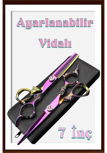 Deri Çantalı 3 Parça Elit Profesyonel Kuaför Berber Makası Ara Ma