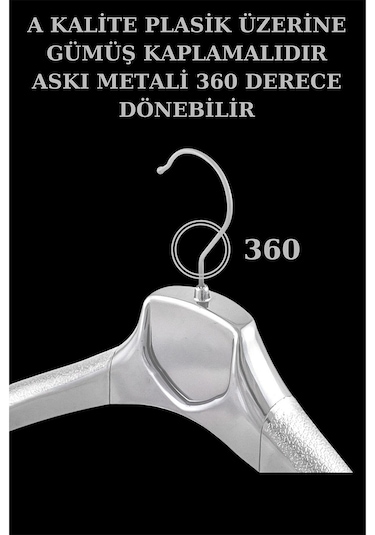5 Adet A Kalite Gümüş Kaplama Plastik Ceket Askısı Elbise Askısı Gümüş