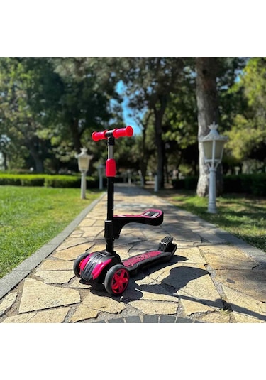 Cool Wheels Oturaklı Scooter Pembe Işıklı 50 Kg Pembe