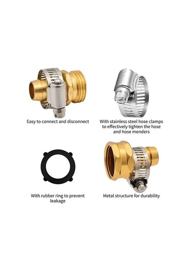 Trendooze Bahçe Hortumu Tamir Seti, 5/8 Ve 3/4 Inç Hortumlar İçin Kelepçeli Alüminyum Su Konnektörleri 0394 Diğer