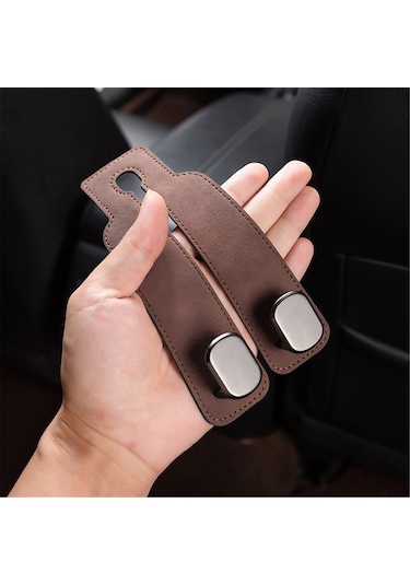 Yaozixa Araba Arka Koltuk Çift Metal Kanca - Telefon Tutucu İle Çok Fonksiyonlu, Kürk Dokulu, Logo Yok, Kahverengi 2 Adet Diğer