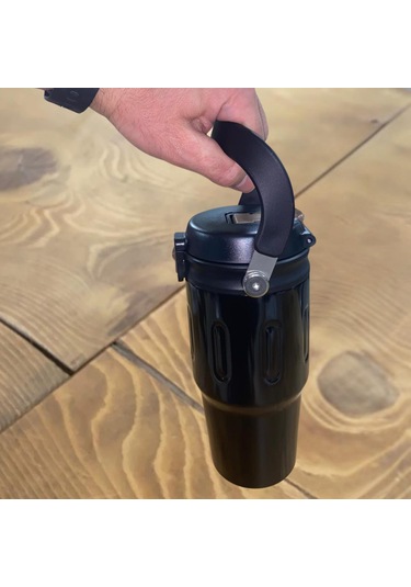 Paslanmaz Çelik Termos 650 Ml -sızdırmaz Kapak,geniş Ağızlı Siyah