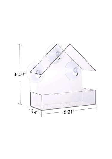Shineyee Duvara Monte Vakumlu Montaj Kuş Yemliği Şeffaf Akrilik Hafif Su Geçirmez Kuş Yemliği-7