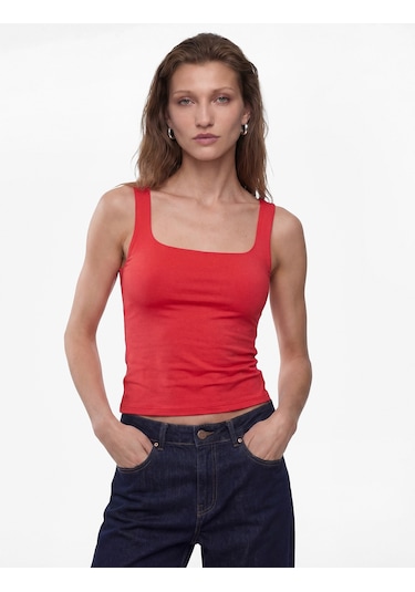 Koton Slim Fit Yuvarlak Yaka Kolsuz Top Kırmızı 6sak10291ek