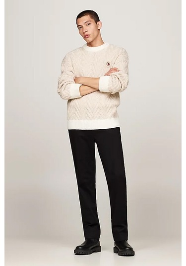 Erkek Denton Saten Düz Paça Chino Pantolon - Siyah Black