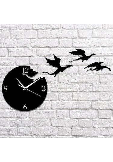 Gatherco Yaratıcı Akrilik Duvar Saati Uçan Ejderha Sessiz Kendin Yap Duvar Sticker Duvar Saati Çocuk Odası Dekorasyonu Aynalı Duvar Saati Diğer