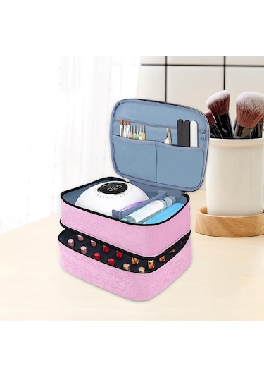 Oje Organizatör Çantası Taşınabilir Tırnak Alet Çantası Manikür Setleri Pembe Mavi