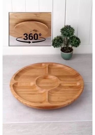 Döner Bambu Sunum Tabağı 5 Bölmeli 25 Cm Royaleks-ds2525 Çok Renkli