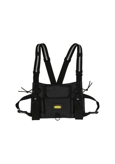 Vkemall Gece Uyarı Işıklı Askeri Outdoor Yelek, Çok Fonksiyonlu Depolama, Ayarlanabilir, Güvenlik Patrulü, Çalışanlar İçin, Pil Dahil Değil