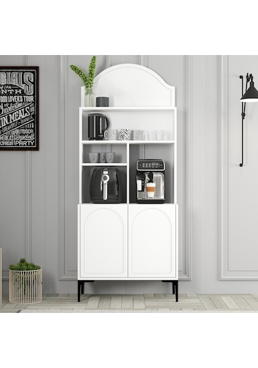 Lyon Kahve Köşesi 80cm - Beyaz / Siyah