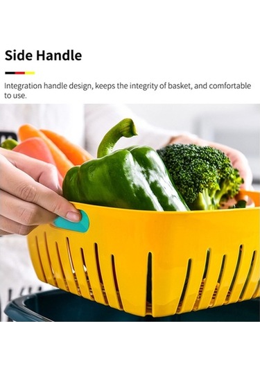 Pazly Çift Katlı Pembe Sebze-meyve Saklama Kutusu Pp Malzeme, 220x220x110mm, Şeffaf Kapak, Optik Süzgeçli Pembe