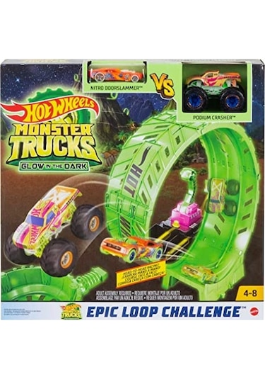 Hot Wheels Monster Trucks Karanlıkta Parlayan Çemberde Yarış Seti HBN02