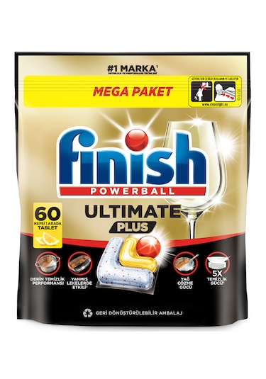 Finish Ultimate Plus Bulaşık Makinesi Deterjanı Kapsül Tablet Limon 60 Adet