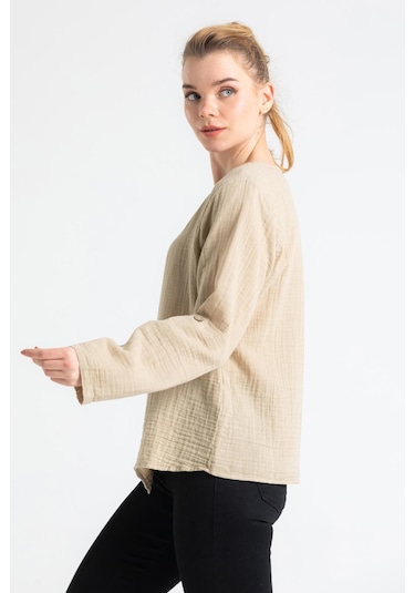 Uzun Kol Müslin Sedef Gömlek Vizon Vzn-vizon Vizon