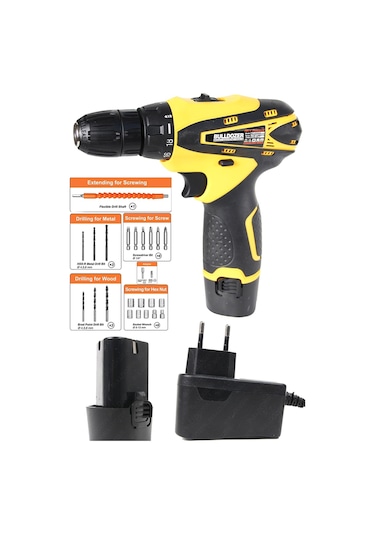 Bulldozer Çift Akülü 24 Setli Şarjlı Vidalama Taşıma Çantalı