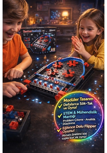 Fischertechnik 89 Parça Advanced Pinball Flipper Yapı Seti 7+ Yaş Made İn Germany