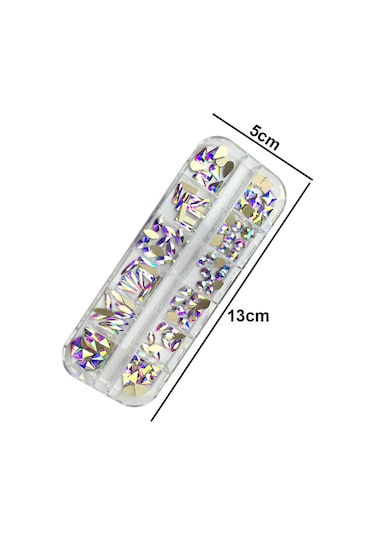 3 Boyutlu Tırnak Sanatı Yapay Elmasları, Kendin Yap Tırnak Sanatı Dekorasyonu İçin Düz Kristal Taşlar