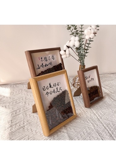 Tongxida Kahve Tohumu Ahşap Kare Çerçeve, Mdf, Ev Dekorasyonu, Masaüstü, 20.3x25.4cm