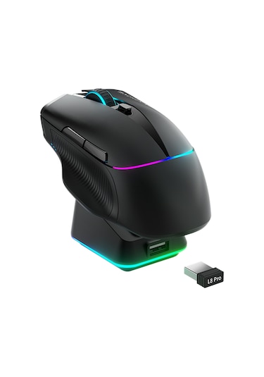 Machenike L8 Pro Tri-Mode 2K 26000 DPI Ultralight 58 GR RGB Charging Dock Oyuncu Mouse